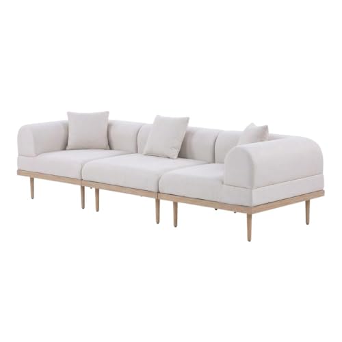 Outdoor Escape Beige Fabric 3-Piece Outdoor Modular Sofa Set with Cushions, Contemporary Style, Comfortable Seat and Arm Height, Durable Construction