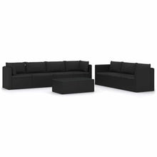 8 Piece Patio Lounge Set with Cushions, Black PE Rattan Outdoor Seating