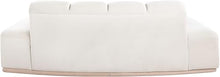 Meridian Furniture 44093Cream-L Jace Collection Art Deco Loveseat with Ultra Luxe Cream 460 GSM Velvet, Natural Finish Rubberwood Base, Eucalyptus Wood Frame, Tufting, 78.5" W x 38.5" D x 28" H, Cream