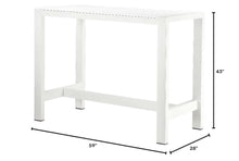 Pemberly Row Modern Aluminum Bar Table, 59 x 28 x 43 in, White Finish, Durable Fade-Resistant Outdoor Table for Patio, Parties, Events or Workspaces