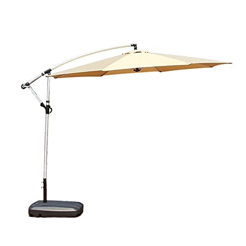 RWGOVLU 3m Cantilever Garden Parasol, Sun Shade Patio Banana Large Umbrella with Crank Handle and Tilt for Outdoor Sun Shade, Khaki