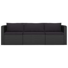 YUOGHRTFE 8 Piece Patio Lounge Set with Cushions Black Poly Rattan