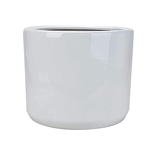 FAFACAI Home Round Shape Ceramic Flower Pot Modern Living Room Courtyard Large Plant Pot Green Plants Floor-to-Ceiling Household Planter Office Decorative Ornaments (Green 33cm)