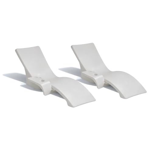Global Pool Products 2 Lounge Chairs with Connecting Table - Outdoor Chaise Lounge - Patio Lounge Chair with Table for All Pool Types - White