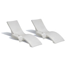 Global Pool Products 2 Lounge Chairs with Connecting Table - Outdoor Chaise Lounge - Patio Lounge Chair with Table for All Pool Types - White