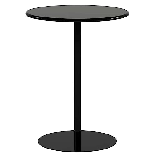 ALMLWIAJ Nightstand, Round Metal Bistro Table for Garden Dining Room Sturdy Base Indoor Outdoor Furniture Black 70x72cm