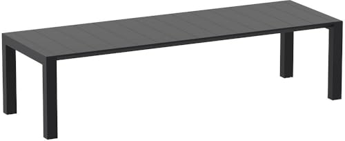 Compamia Vegas 118" Extendable Patio Dining Table in Black, Commercial Grade