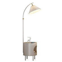 TQQEPOOL LED Floor Lamp with Table,Bedside Nightstand Shelves,Side Table with Reading Standing Light for Living Room,Bedroom,Bulb Included (Color : White, Size : 160 * 38cm)