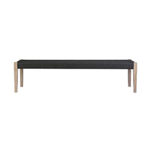 Armen Living Camino Indoor Outdoor Dining Bench Eucalyptus Wood Charcoal Rope Charcoal