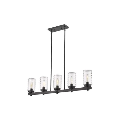 Bailey Street Home 5 Light Outdoor Linear Pendant in Outdoor Style-10 inches Tall and 4.5 inches Wide-Matte Black Finish 372-Bel-4652403