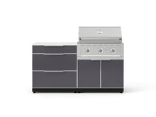 NewAge Products Classic Series 4PC Aluminum Slate Gray Modular Outdoor Kitchen Set with 33" Performance Grill NG - 24"D x 65"W x 47.5"H
