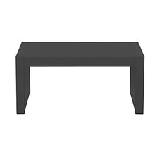 Benjara Kili 35 Inch Coffee Table, Polyresin Surface, Jet Black Aluminum Frame