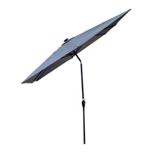 Square 2.5X2.5M Outdoor Patio Umbrella Solar Powered LED Lighted Sun Shade Market Waterproof 8 Ribs with Crank and Cross Base for Garden Deck Backyard Outside Swimming Pool