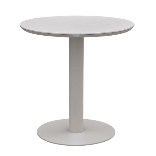 Armen Living Kobalt 3-Piece Outdoor Bar Set with Sintered Stone Bar Table and Rattan Back Counter Height Stools