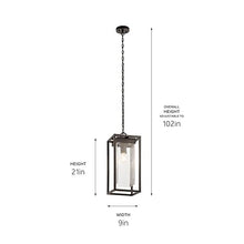 Kichler Mercer Outdoor Pendant Light, Seeded Glass, Black