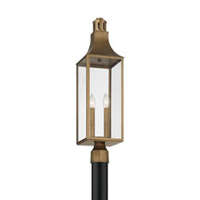 Savoy House 5-225-273 Lancaster Traditional Clear Glass Outdoor Post Lantern, 2-Light 120 Total Watts, 27" H x 7" W, Atlas Bronze