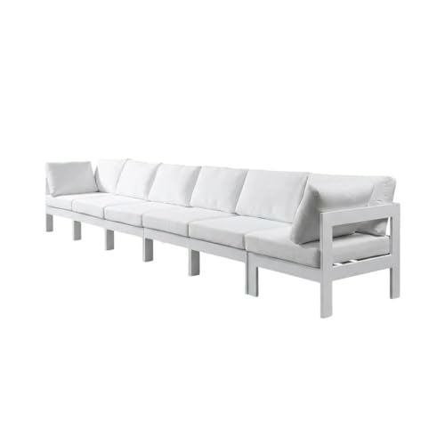 Outdoor Escape White Fabric Outdoor Patio Modular Sofa with Contemporary Style, Comfortable Seating, Durable Construction, and Spacious Design