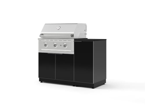 NewAge Products Classic Series 4PC Aluminum Black Modular Outdoor Kitchen Grill Island with 33" Performance Grill NG - 24"D x 49"W x 47.5"H