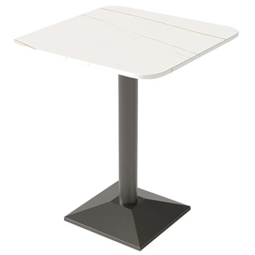 Fodalob Classic Bistro Pub Furniture- Round Bar Bistro Table White Rock Slabs Top Ø 60cm - H 75cm Table for Garden Dinner Desk Indoor Outdoor Furniture Kitchen Dining Room (Color : Square)