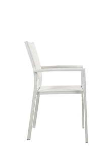 Pemberly Row 34" Aluminum Patio Dining Chair, White Finish, Set of 6, Rust-Resistant Frame, Stackable Design, Modern Style Outdoor Seating for Patio or Garden Use