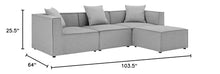 Modway EEI-4380-GRY Saybrook Patio Upholstered 4-Piece Sectional Sofa in Gray