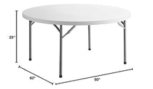 PRO&Family 10 Pack! 60" Round White Plastic Folding Table. Folding Desk Bar Coffee Table Folding Camping Table Outdoor Bar Portable Foldable Bistro Table