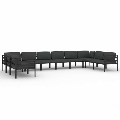 RJPLMFV 10 Piece Patio Lounge Set with Cushions Aluminum Anthracite