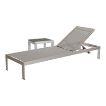 Pemberly Row 2-Piece Aluminum Patio Lounger and Side Table, Adjustable Recline, Modern Gray Finish, Rustproof Frame, Textilene and Polyresin, Outdoor Set for Patio or Poolside Relaxation