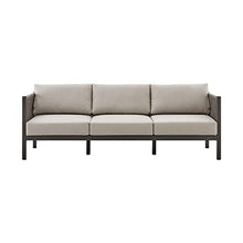 Armen Living Cuffay Modern Outdoor Patio Conversation Furniture Set Brown Aluminum and Taupe