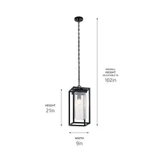 Kichler Mercer Outdoor Pendant Light, Seeded Glass, Black