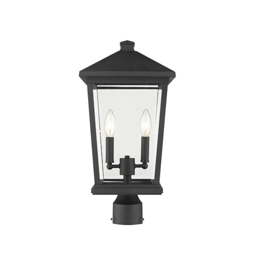 Z-Lite 2 Light Outdoor Post Mount Fixture 568PHBR-BK