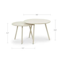 NADAAL STUDIOS Doran Outdoor Coffee Table, Round, Nesting Two-Piece, All-Steel Frame, Water Resistant, Cream - Set of 2
