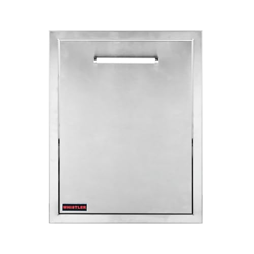 WHISTLER Large Size Stainless Steel Outdoor Kitchen Drawer with Double Trash Cans,BBQ Island Cabinet Storage Drawer Trash Bins, L 20" x W 25" x H 26"