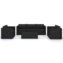 Xolmizyn 9 Piece Patio Lounge Set, Modular Outdoor Furniture with Tempered Glass Coffee Tables, Cushioned Garden Seating for Backyard, Deck, and Poolside, Black