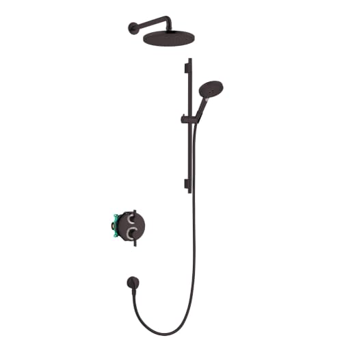 hansgrohe Raindance S 1 Shower Set with QuickClean 1.75 GPM, Matte Black, 06159670