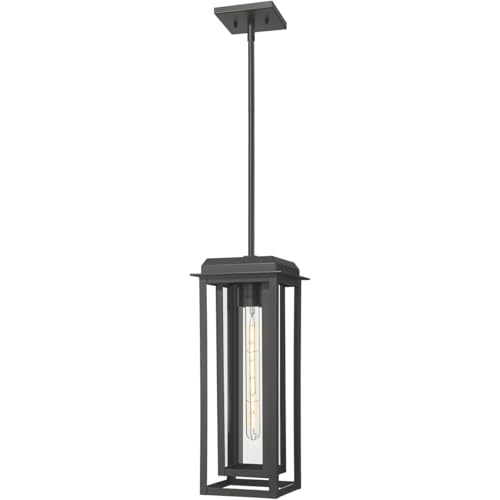 Innovations Lighting 9951-1H-BK-19-CG-BK-CL Mansfield Outdoor Pendant or Chandeller Matte Black