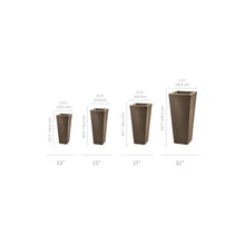 Crescent Garden Bowery Tall Square Planter with Sand Cavity for Stability - Windproof Double-Walled Outdoor HDPE Pot for Garden, Patio, Interior - 17" W x 35" H (Caviar Black)