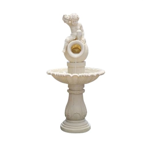 Garden Fountain Water Decoration Garden Yard Fountain Outdoor Landscape Fish Pond Outdoor Yard Fountain Angel Sculpture Sandstone Fountain Outdoor Fountains (Color : E)