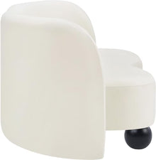 Meridian Furniture 44002Cream-L Daphne Collection Art Deco Loveseat with Rich Cream Velvet Fabric, Solid Wood Ball Legs, Solid Wood Inner Frame, 64" W x 34.5" D x 29" H, Cream