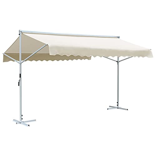 SDVantage Free Standing Awning 4X3 M Cream, Waterproof Outdoor Patio Umbrella with Powder-Coated Steel Frame, Uv Resistant Garden Shade for Deck