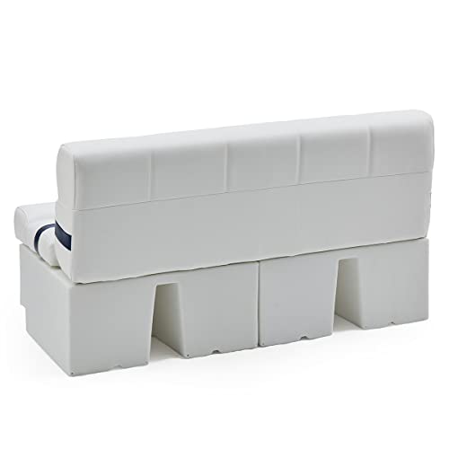 DeckMate Complete 55" Premium Pontoon Boat Seat Bench and Base White, Blue and Light Blue