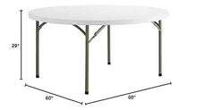 PRO&Family 5 Pack! 60" Round Heavy-Duty Granite White Plastic Folding Table. Folding Desk Bar Coffee Table Folding Camping Outdoor Bar Portable Table Foldable Bistro Table