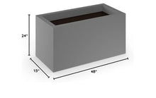 Generic Modern Fiberglass Rectangle Planters 48" L x 15" W x 24" H Dark Grey Matte