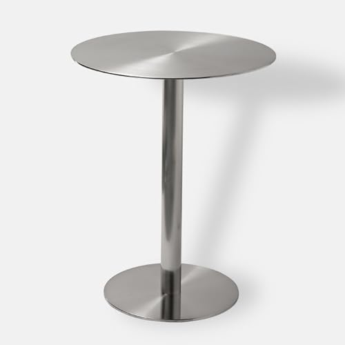 POJGVU Dining Table High Tables,Outdoor Small Round Patio Table Bar Table Coffee Table Metal End Table,Counter Bistro Pub Tables Stainless Steels Cocktail Table,50x50x105cm,60x60x75cm