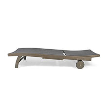 Christopher Knight Home Banzai Outdoor Wicker and Wood Chaise Lounge with Pull-Out Tray Grey