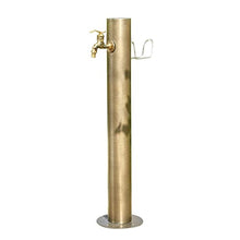 Stainless Steel Cylindrical Vertical Garden Water Column,Garden Hose Holder with Full Copper Faucet,Retro Outdoor Courtyard Garden Fountain Faucet Water Column, Suitable for Car Washing and Watering