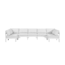Outdoor Escape White Fabric Patio Modular Sectional, Contemporary Design, Weather-Resistant Upholstery, Spacious Seating for Outdoor Living