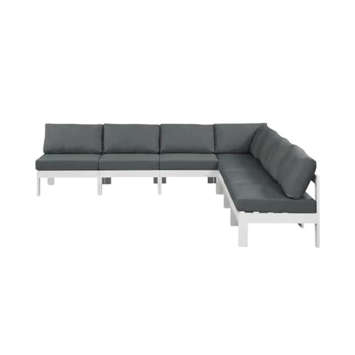 Outdoor Escape Gray Fabric Outdoor Patio Modular Sectional, Cushioned Seat and Back, Weather-Resistant Upholstery, Comfortable Outdoor Living