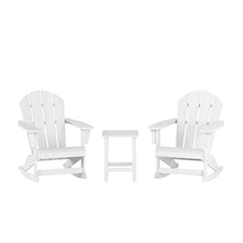 WO WESTIN OUTDOOR HDPE Laguna Outdoor Rocking Poly Adirondack Chair with Side Table 3-Piece Set, White