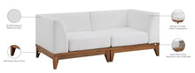 Meridian Furniture 389White-S62 Rio Collection Modern | Contemporary Outdoor Patio Off White Resilient Water Resisting Fabric Modular Sofa with Durable Acacia Wood Frame